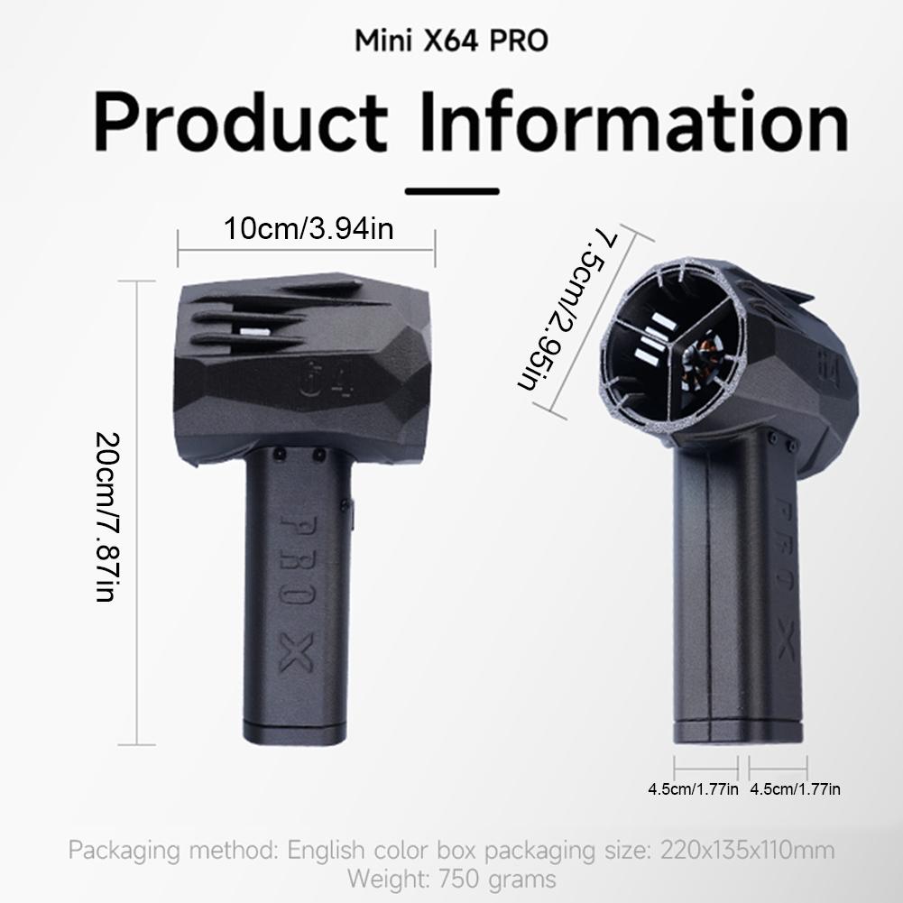 750W X64 PRO Car Violent Air Blower Mini Handheld Turbo Jet Fan Brushless Motor Instantaneous Thrust 1.5kg/s 350km/h Air Duster