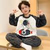 Kinder Flanell Pyjama Set Jungen Mädchen Warm Langarm Oberteil Und Hose Nachtwäsche Winter Haus Nachtwäsche
