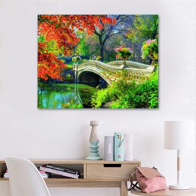 Pictura cu diamante cu punct de cruce Model peisaj de toamnă Broderie cu diamante Model decorativ pentru casă