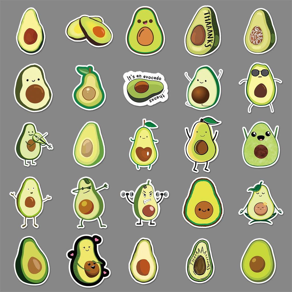 50 Cartoon Avocado Ins Style Personalized Cute Decorative Suitcase Scooter Car Motorcycle DIY Stickers
