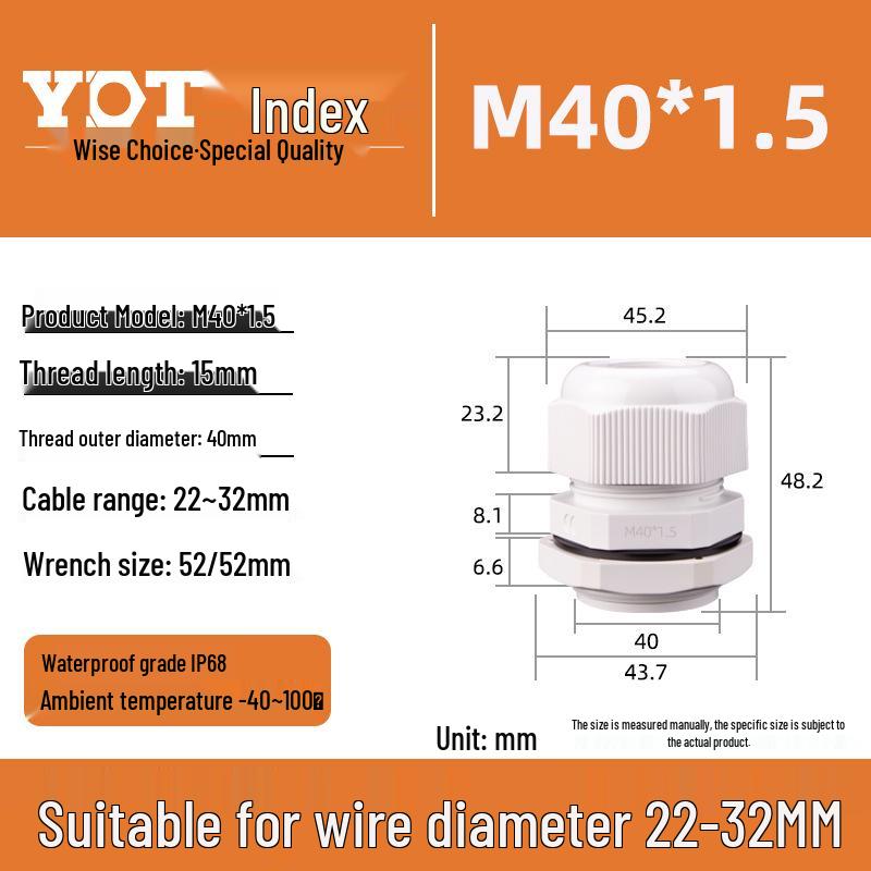 Waterproof Nylon Cable Connector M20*1.5 Plastic Sealing Gland Industrial Accessory