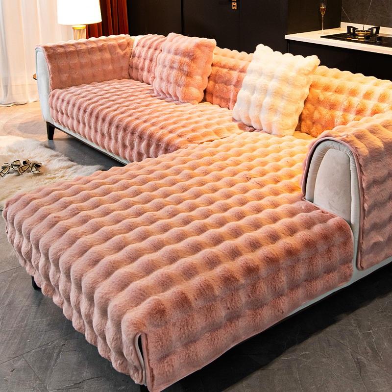 

Чехол для дивана из бархата кролика, трехмерная утолщенная теплая подушка для дивана в гостиной, нескользящая массажная плюшевая подушка для спинки дивана 70x120