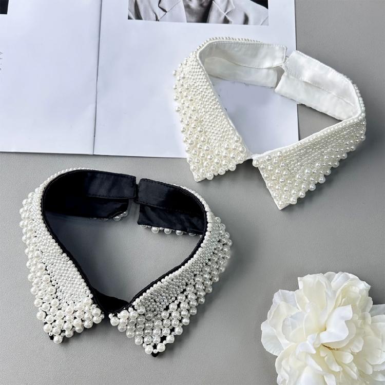 Fashion Jeweled Detachable Collar Luxurious Pearls Shawl Versatile Lapel Detachable Collar Shawl for Dress Shirt