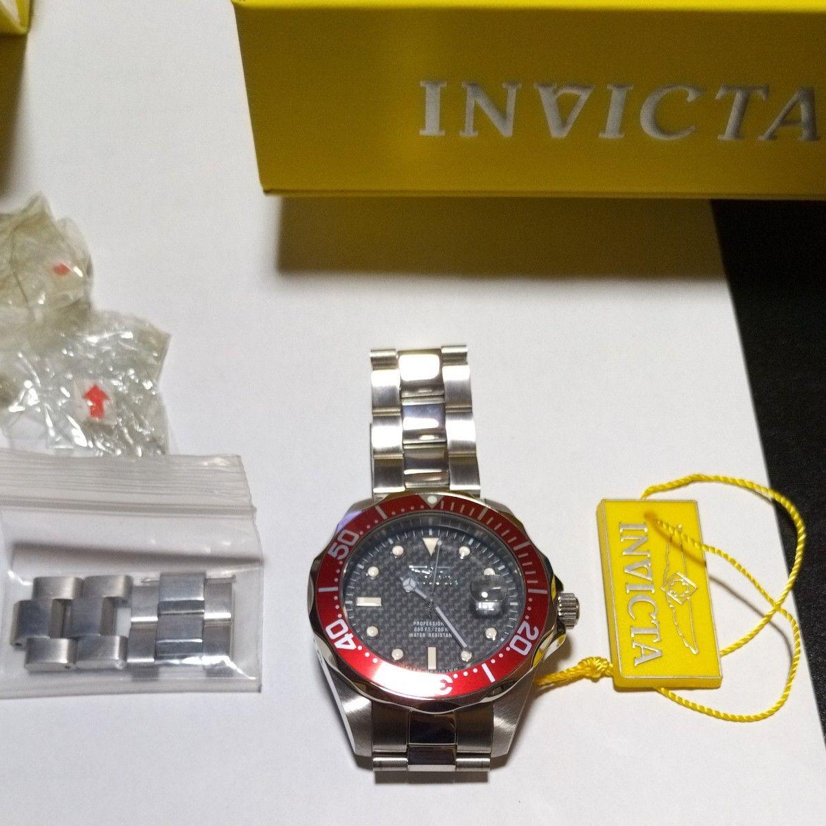 Used INVICTA Pro Diver Men s Watch Red Bezel