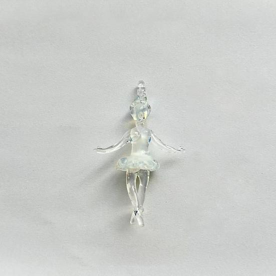 Clear Ballerina Pendant 3D Hand Blown Glass Ballet Dancer Hanging Accessories for DIY Earring Necklace Bracelet Keychain