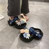 2025 summer new thick-soled beach hole shoes women's non-slip outer wear cute heightening cartoon bag head durable slippers