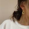 Silver Needle Korean Design Luxury Gold Dangle Hoop Earrings for Women