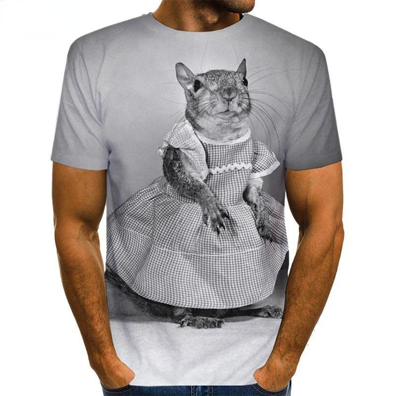 Cute Squirrel Graphics T Shirts Summer Fashion Short Sleeve 3D Lovely Animals Printed Mens