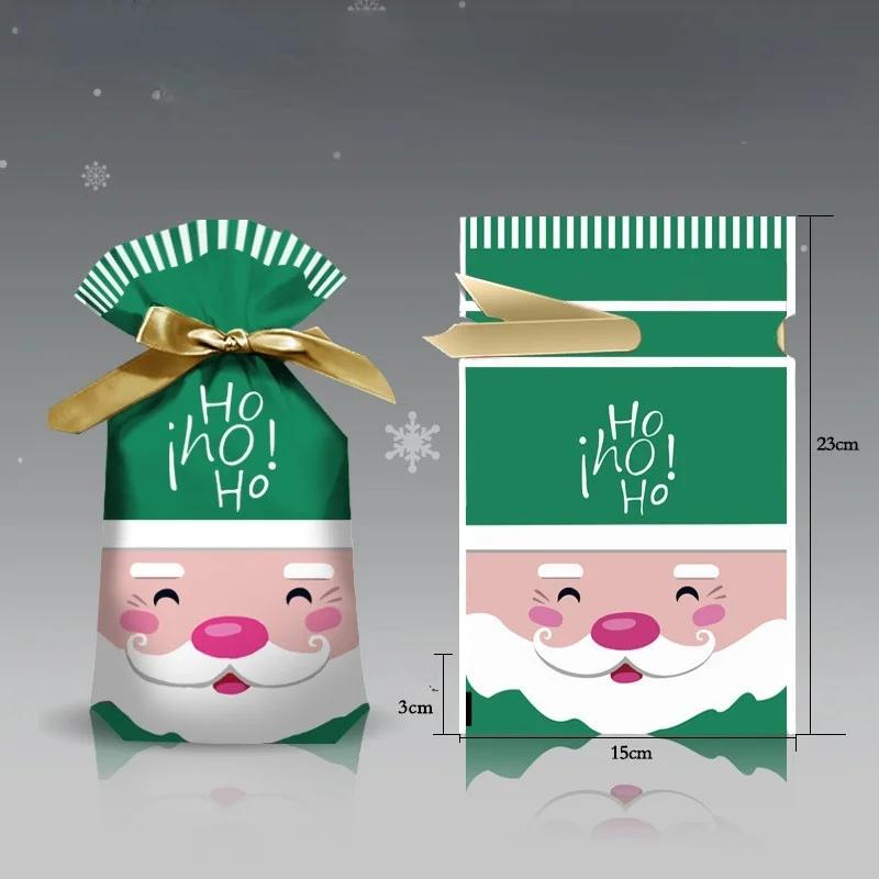 5Pcs New Year Christmas Candy Packaging Santa Gift Bag Xmas Plastic Bag Decorations for Home