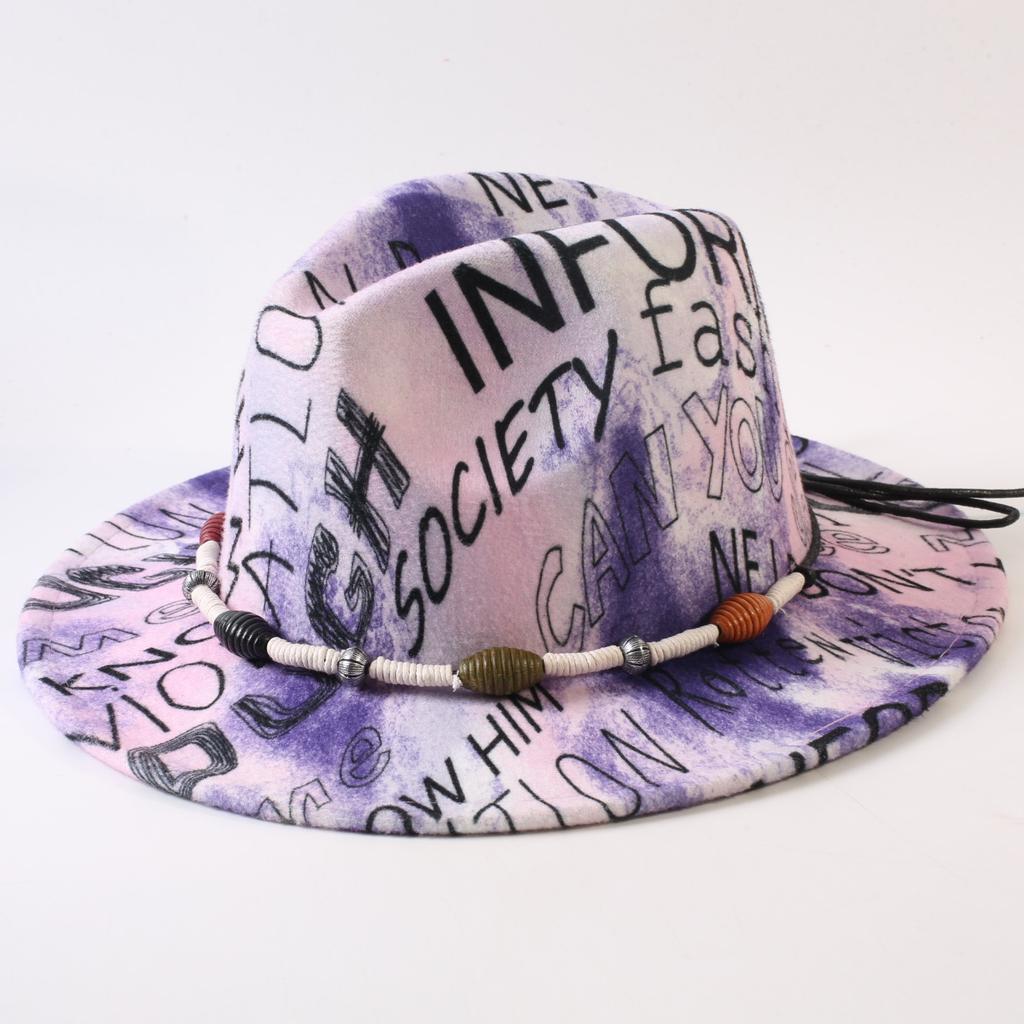 New European and American style letter printing fashion top hat men's and women's fashion jazz hat sunscreen sun hat