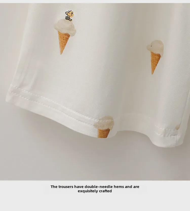 GP Ice Cream Cartoon Pajama Set: Modal Short-Sleeved Top & Trousers for Home