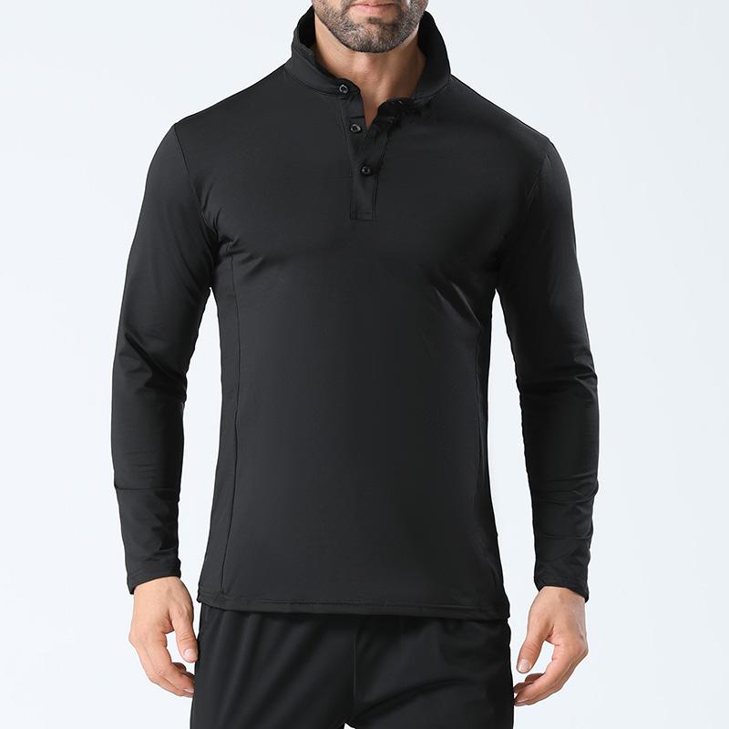 Sports Long Sleeved T-shirt Polo Shirt for Men In Spring, Quick Drying, Breathable, High Elasticity Sportswear, Tight Fitting Collar Polo Shirt