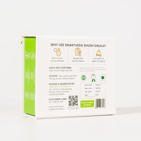 Smartveda Shudh Shilajit for Men | Sun-Dried, Himalayan Sourced Shilajit Resin | Rich in Fulvic Acid & 80+ Micronutrients - 20Gm