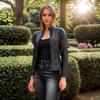 European & American Women's Leather Motorcycle Jacket - Fashion Zipper Short Vintage Coat
