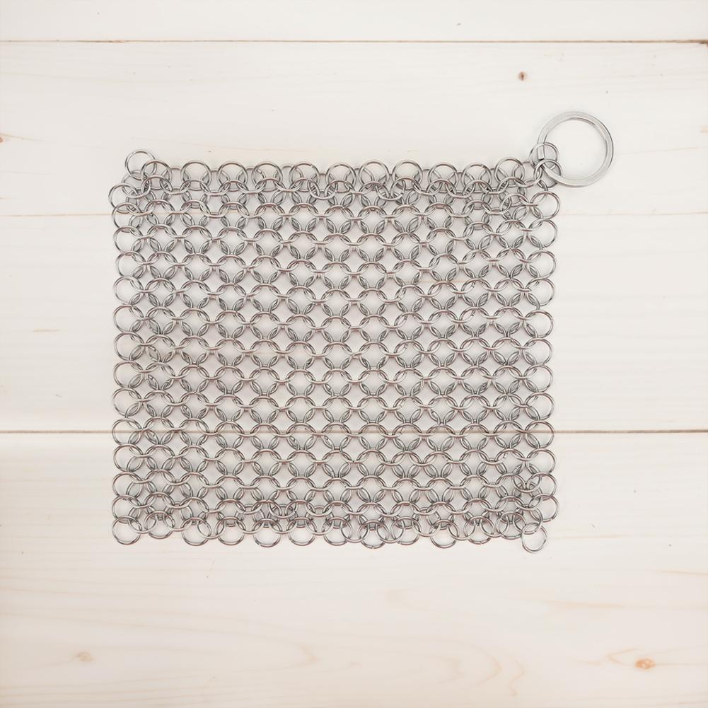 4-8'' Cast Iron Cleaner with Hanging Ring Cast Iron Scrubber 316 Stainless Steel Cookware Rust Remover Scraper for Cast Iron Pan