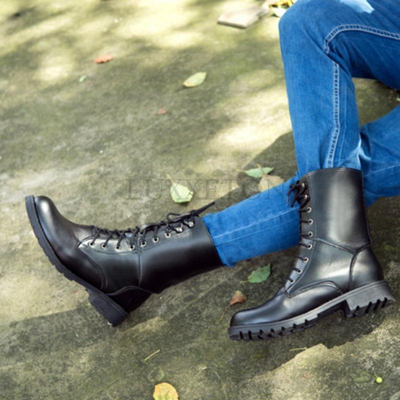 Leather Women Boot Fashion Classic Lace Up Ankle Boots Low Square Heels Round Toe Autumn Winter Casual Women Shoes