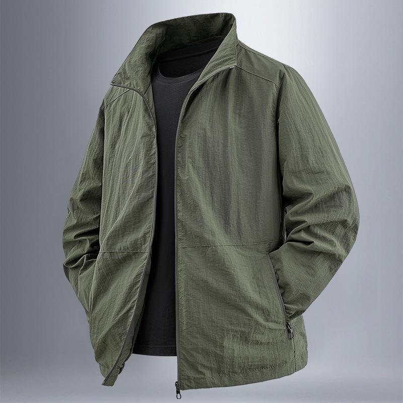 Men's Spring & Autumn Stand-Up Collar Lightweight Jacket, Loose Fit, Plus Size, Customizable Logo