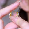 Luxury Female White Pearl Purple Zircon Stone Hoop Earrings Vintage Fashion Gold Color Wedding  For Women
