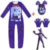 Sundrop Halloween Kid Fnaf Toy Bear Cosplay Costume Bodysuit Jumpsuit Mask Glove