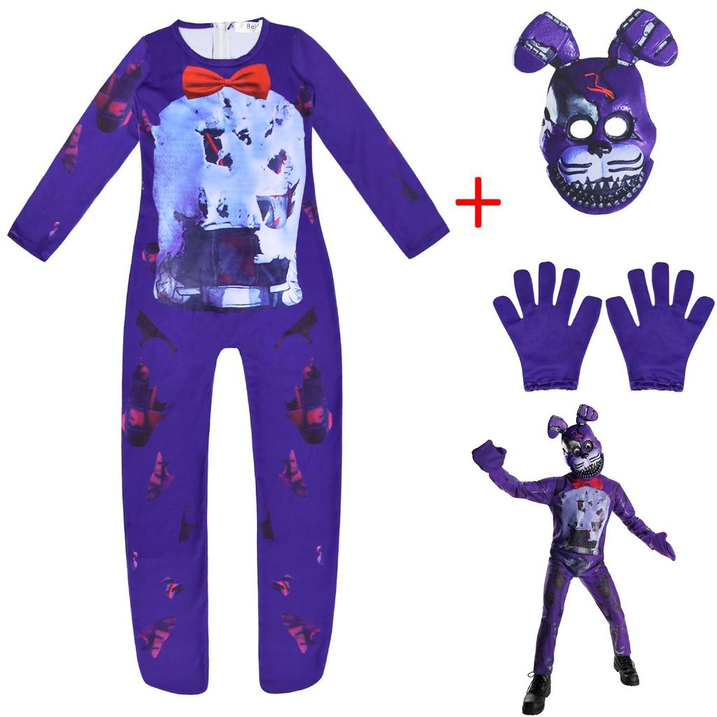 Sundrop Halloween Kid Fnaf Toy Bear Cosplay Costume Bodysuit Jumpsuit Mask Glove