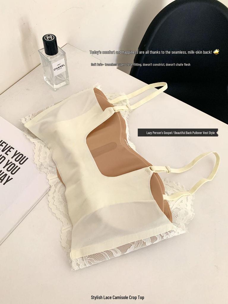 Wireless Camisole Top with Chest Pads for Big Busts