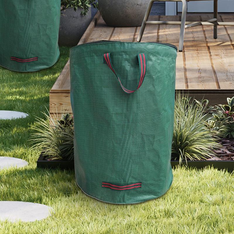 Bolsa de Residuos de Jardín de 272/500L con Tapa Cubo Plegable para Recolección de Hojas Bolsa de Almacenamiento Reutilizable para Hojas Caídas en Exteriores
