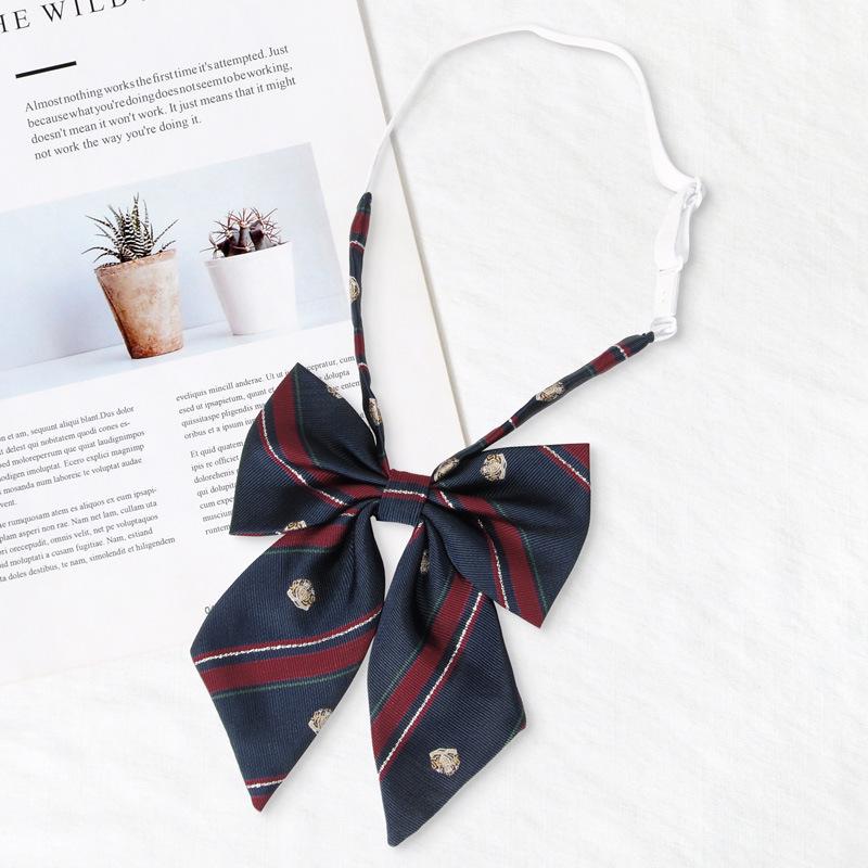 Women's Red Stripe No-Iron Japanese Academy Style Bow Tie Shirt Accessory
