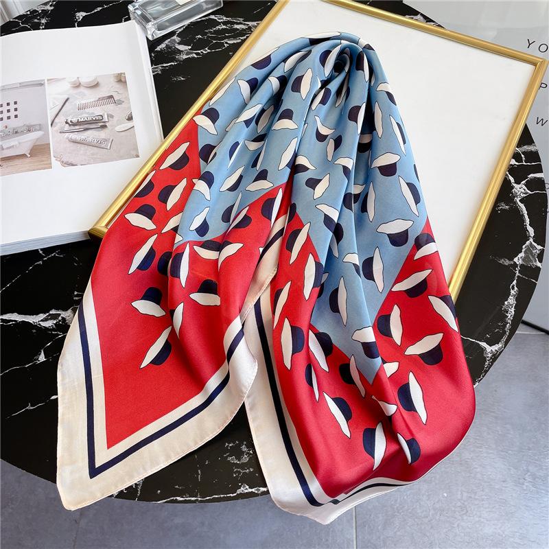 New Small Square Scarf 70cm Women's Thin Edition Color Blocked Printed Silk Versatile Decorative Shawl Autumn/Winter