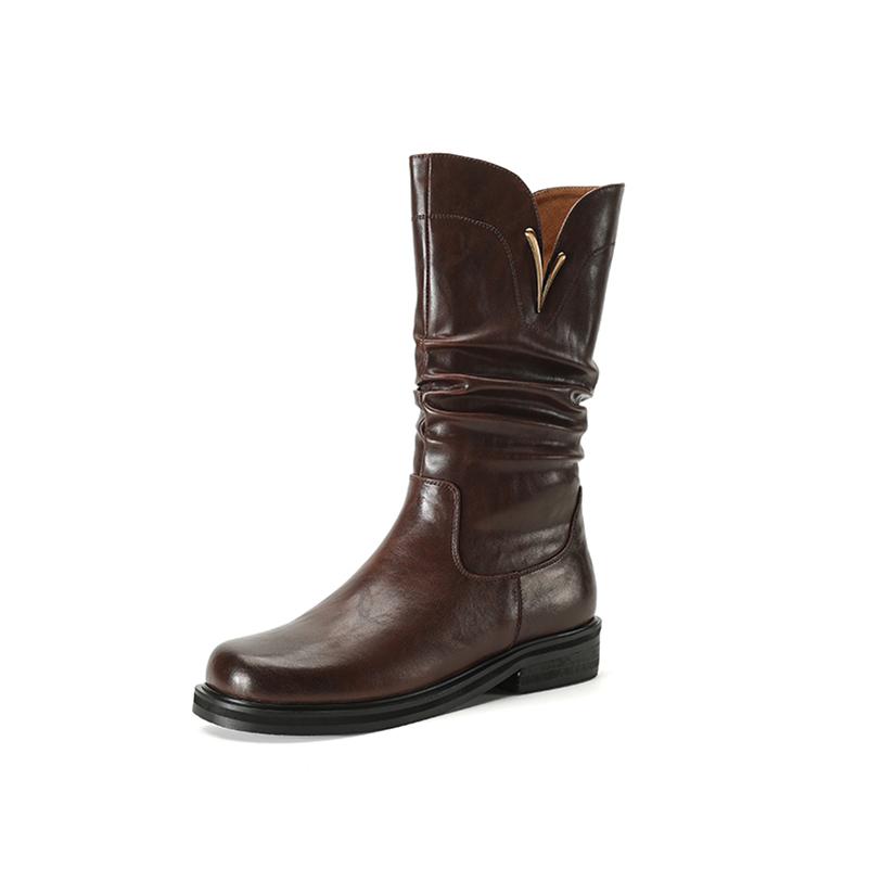 Bottes Combat Femme Formentini Italie Cuir Marron - Taille 6.5, Mi-mollet, Semelle à Frotter