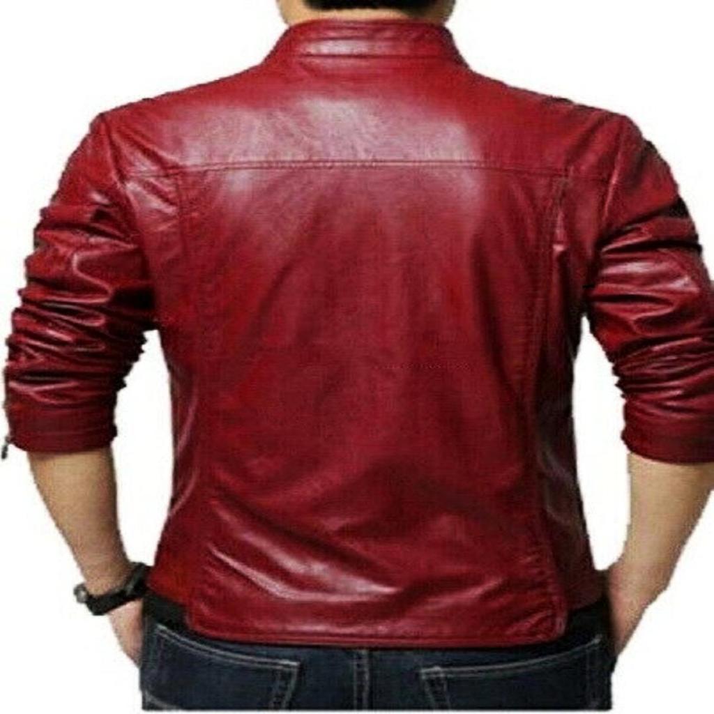 NOORA Lambskin Red Leather Jacket Men's Genuine Stylish & Fashionable Slim Fit Jacket