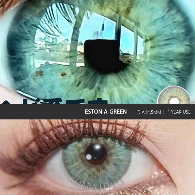 

Цветные контактные линзы AMARA для глаз, 2 шт., линзы зеленого цвета, красивые контактные линзы для ежегодного макияжа для учеников, косметические контактные линзы, синие линзы