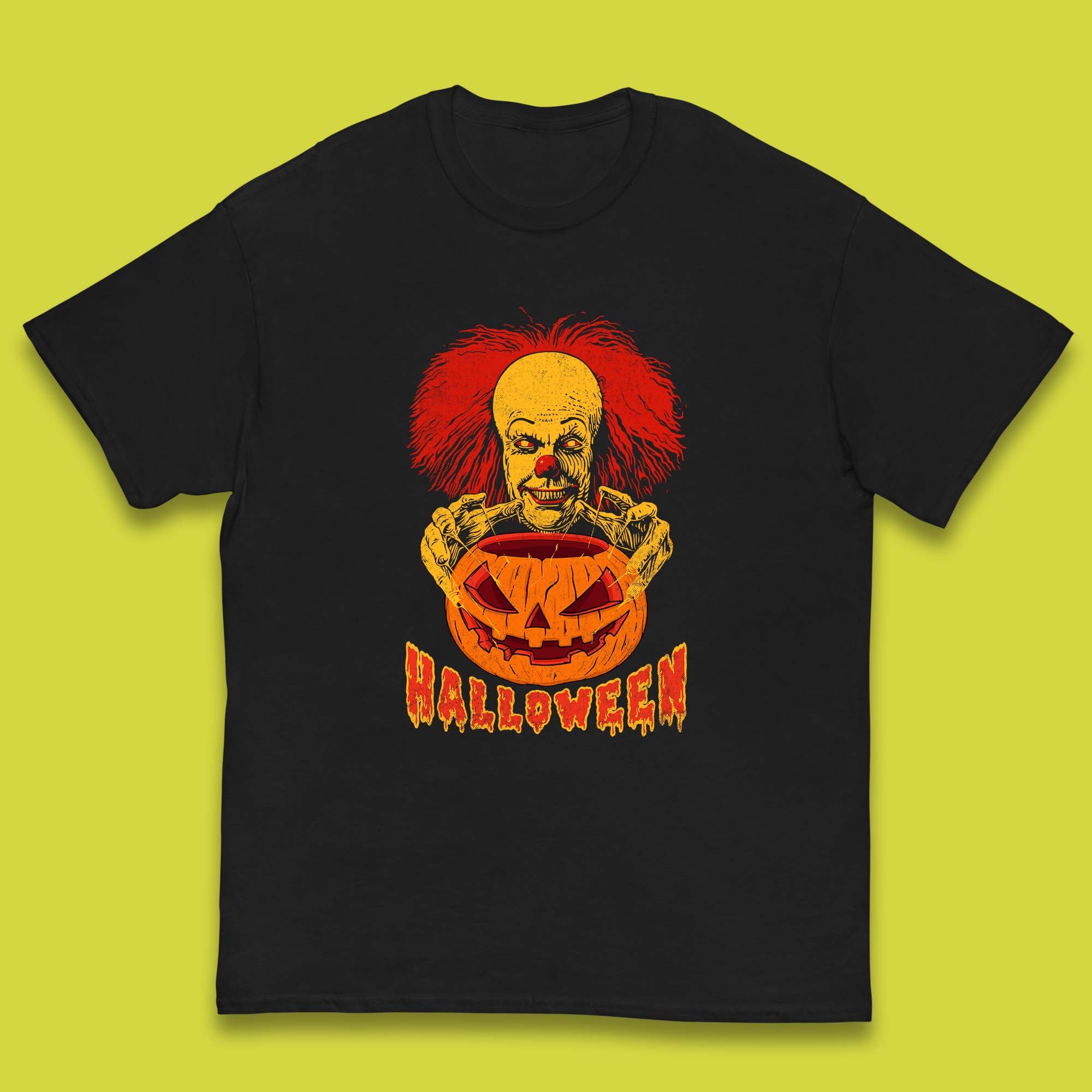 Pennywise Clown Hands Halloween Pumpkin IT Pennywise Clown Horror Movie Fictional Character Kids T Shirt 100