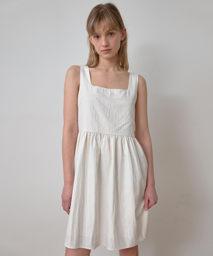 LAMINEZ Square Bell Mini Dress - Ivory