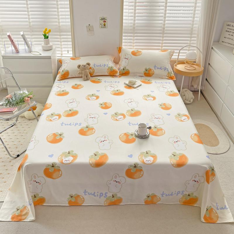1pc 100% Cotton Bedsheet Cartoon Style Bed Linen Skin-friendly Flat Bed Sheet Adults Kids Sheets Drap De Lit (No Pillowcase)