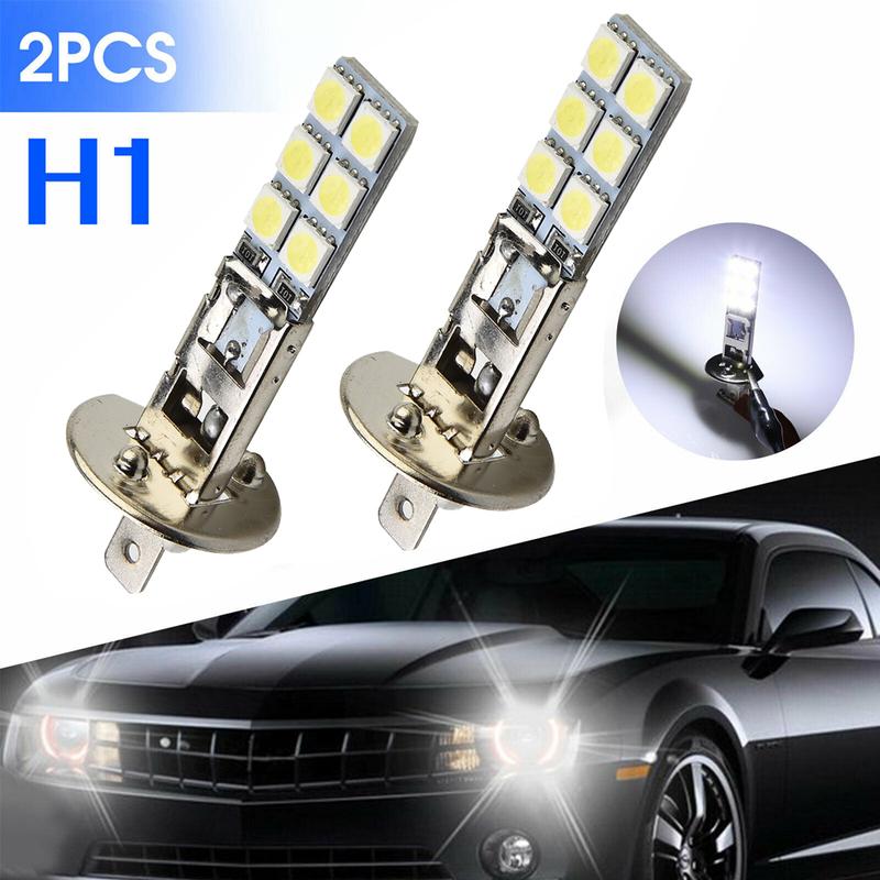 

2PCs/set Car NEW H1-12SMD-5050 6000K Super White 55W LED Headlight Bulbs Kit Auto Fog Driving Light Replacement