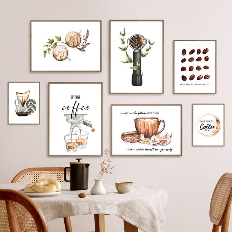 But First Coffee Arabica Kitchen Asthetic Wall Art Canvas Painting Nordic Posters & Prints Wall Pictures For Coffee Bar Decor