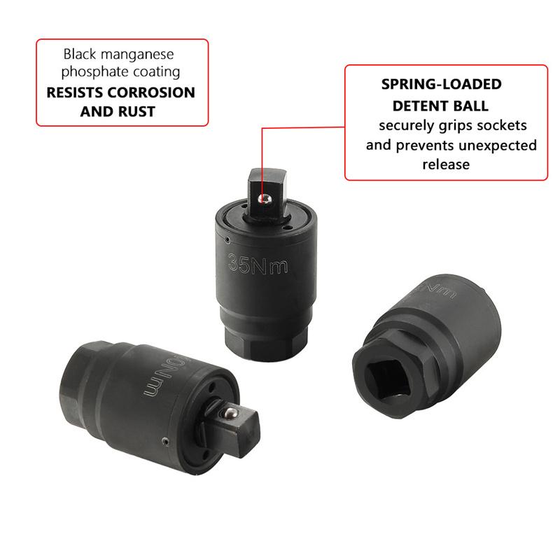 1/3-teiliges 3/8-Zoll-Drehmomentschlüssel-Adapterset für Ölfilter (25, 35, 40 Nm) – Präzisionswerkzeuge