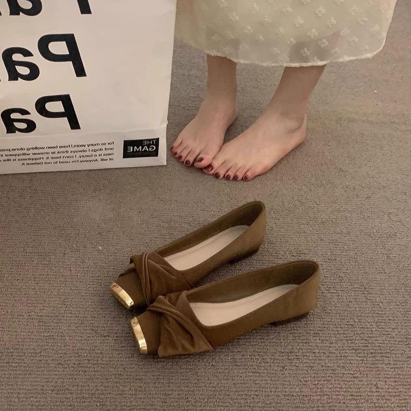 Premium commuter single shoes 2025 new flat-bottomed temperament gentle women's shoes spring French square head Mary Jane ladyshoes