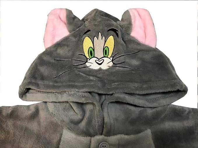 and Pajama Tops Tom and Jerry Kigurumi Kids Size Room Wear Pajamas Loungewear Hooded Fleece Fluffy Costume Cosplay Costume Unisex Tom [Tom Jerry]
