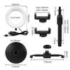 6Inch Led Ring Light with 2 Clip Clamp Mount Dual Mobile Phone Live Broadcast Stand Desktop Phone Holder LED for Live Stream