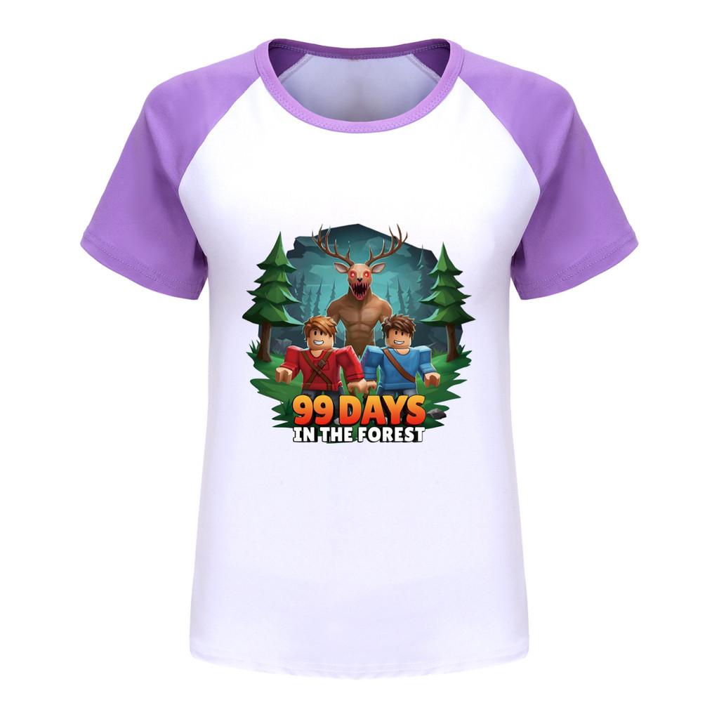 Kids Girls Boys 99 Nights In the Forest Print Raglan Short Sleeves T-Shirt