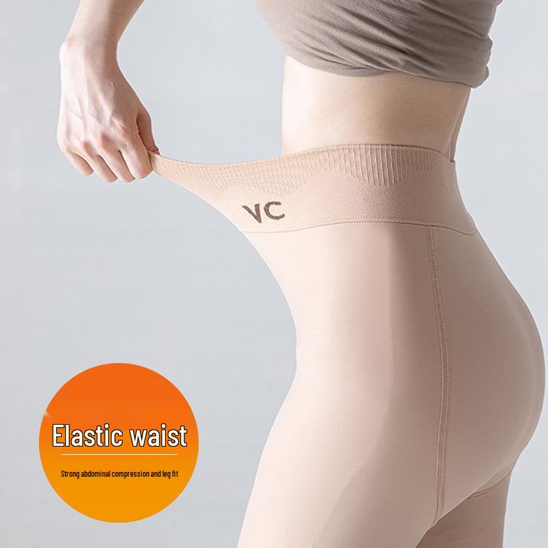 Ocieplane rajstopy modelujące talię: Zimowe damskie piękne rajstopy imitujące gołe nogi