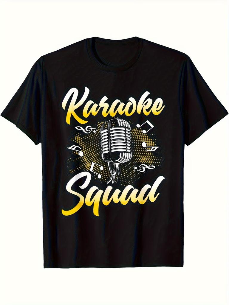 Karaoke Squad T-Shirt - 180g Pure Crew Neck Tee with Vibrant Karaoke Graphic, Sh