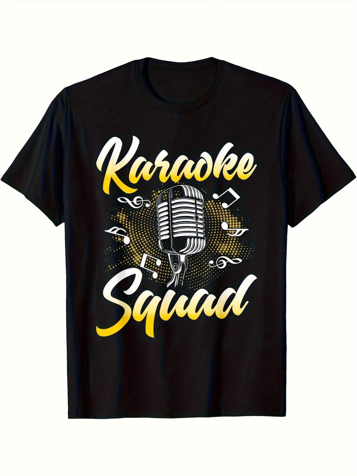 Karaoke Squad T-Shirt - 180g Pure Crew Neck Tee with Vibrant Karaoke Graphic, Sh S