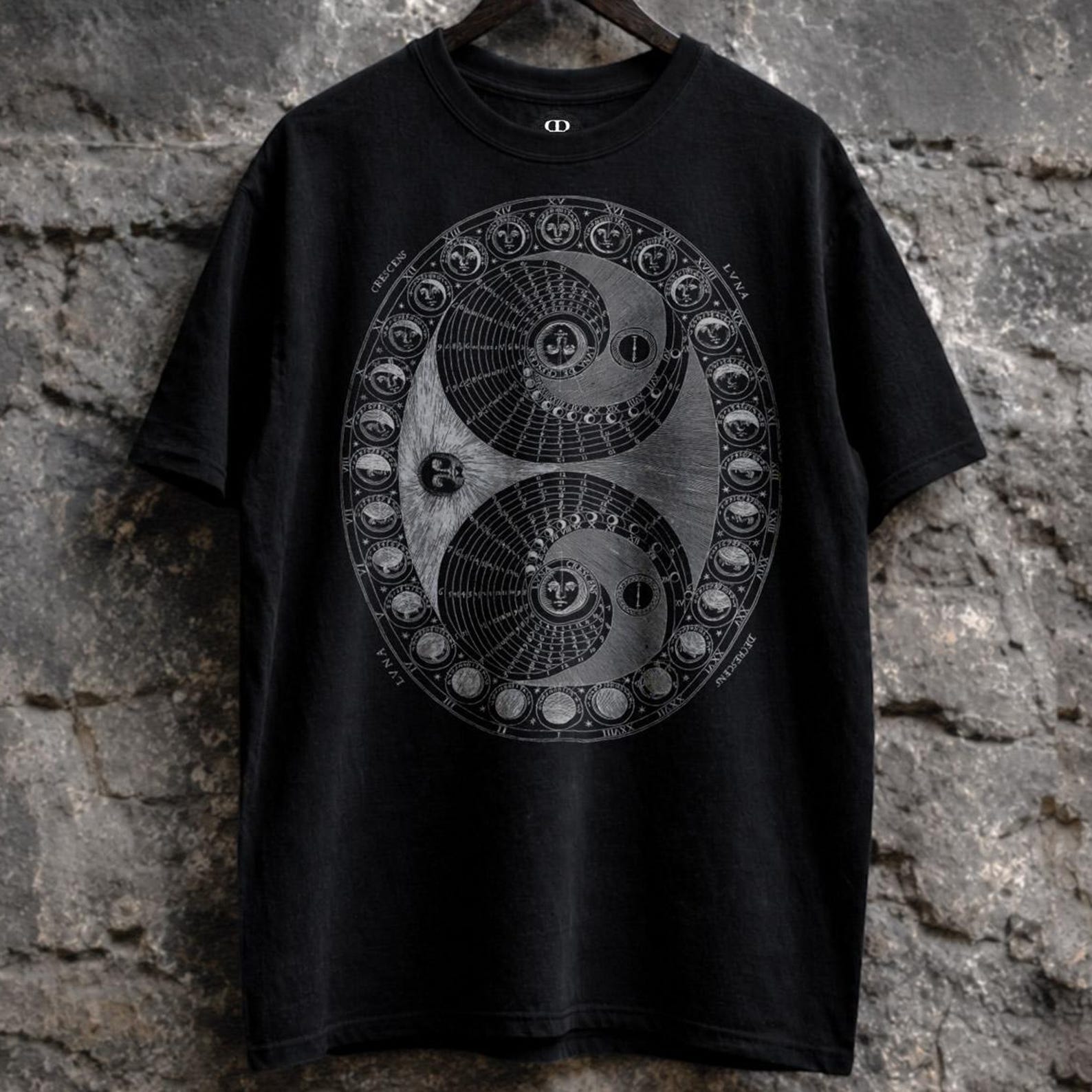 Moon Phases Shirt, Lunar Chart, Athanasius Kircher, Astronomical Diagram XL