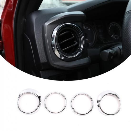 Central Dashboard Air Outlet Chrome ABS Ring Cover Trim For Toyota Tacoma 16-23