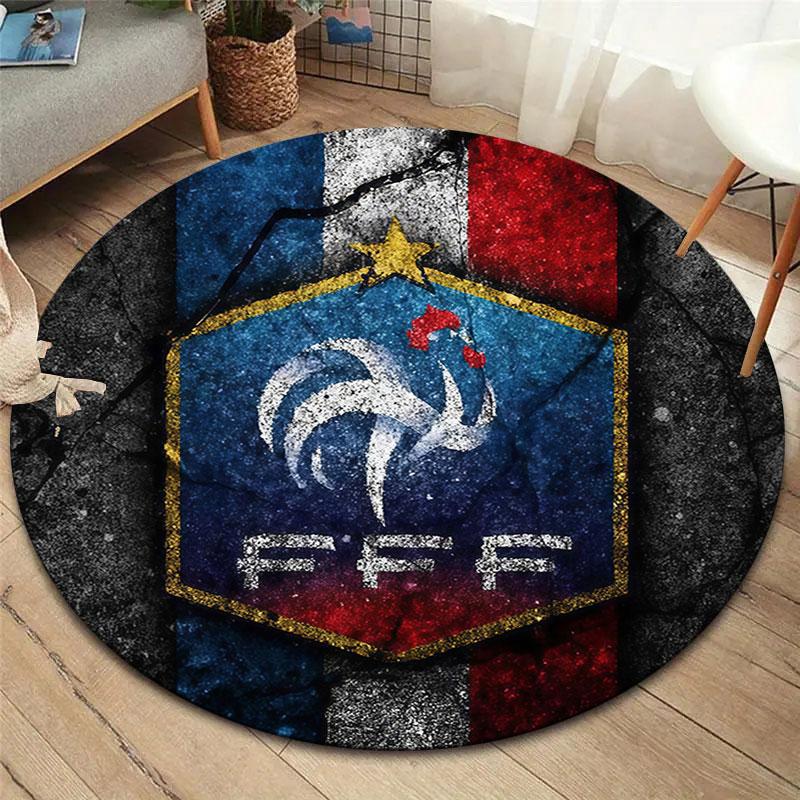 France National Football Team Round Area Rug,Carpet Rug for Living Room Bedroom Sofa Playroom Decor,Non-slip Floor Mat