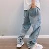 Spring Autumn Denim Pants Star Pattern Solid Color Zipper Fly Wide Leg Loose Jeans Streetwear