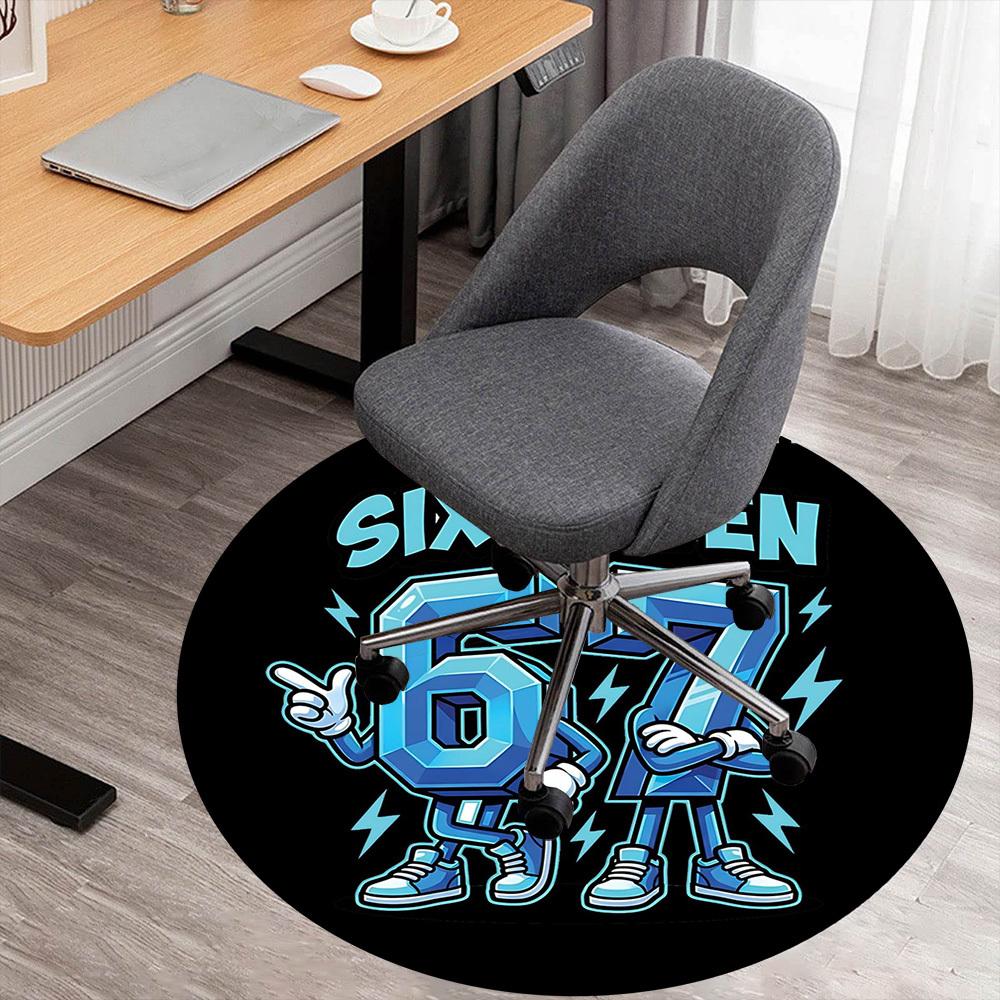 

1pc Six Seven Round Chair mat office Area Rug - Non-Slip, Floor Mat for Office, Bedroom, and Indoor Decor p127166 80cm by 80cm