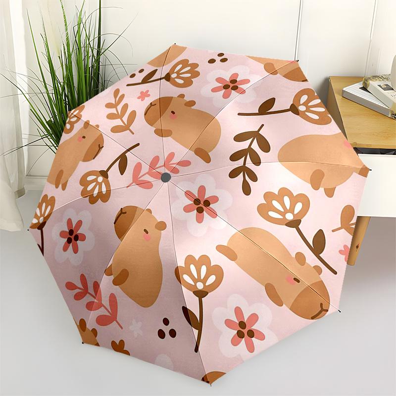 

Capybara Themed Travel Umbrella-8 Ribs Automatic Opening and Closing, Portable Folding Design, Compact and Stylish Umbrella Suitable for Out